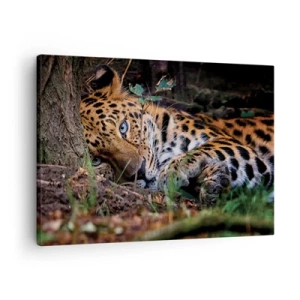 Quadro em tela - Um leopardo deitado na sombra das árvores - 70x50cm - Confie em mim - Decoração de parede moderna para a sala de estar e quarto ARTTOR
