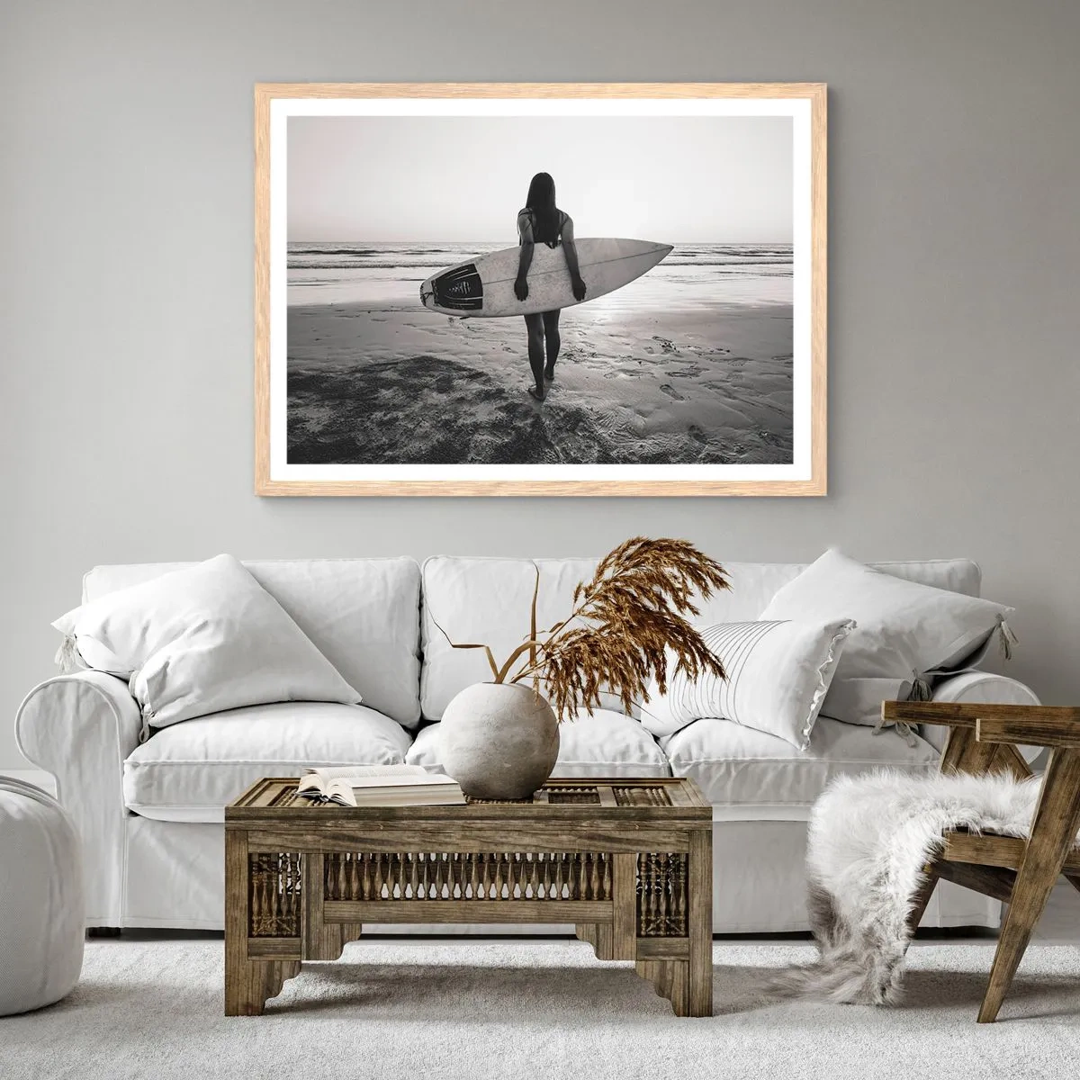 Pôster com moldura de carvalho claro - Filha da onda do mar - 70x50 cm