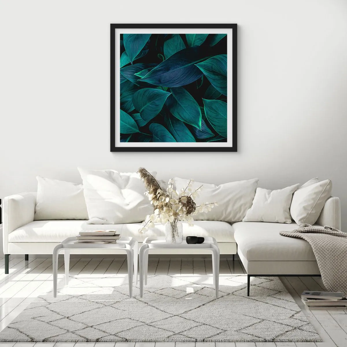 Pôster com moldura preta - Verde em si - 50x50 cm