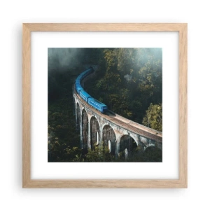 Pôster com moldura de carvalho claro - Comboio para a natureza - 30x30 cm