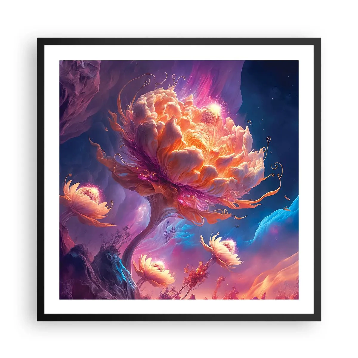 Pôster com moldura preta - Outro mundo - 60x60 cm