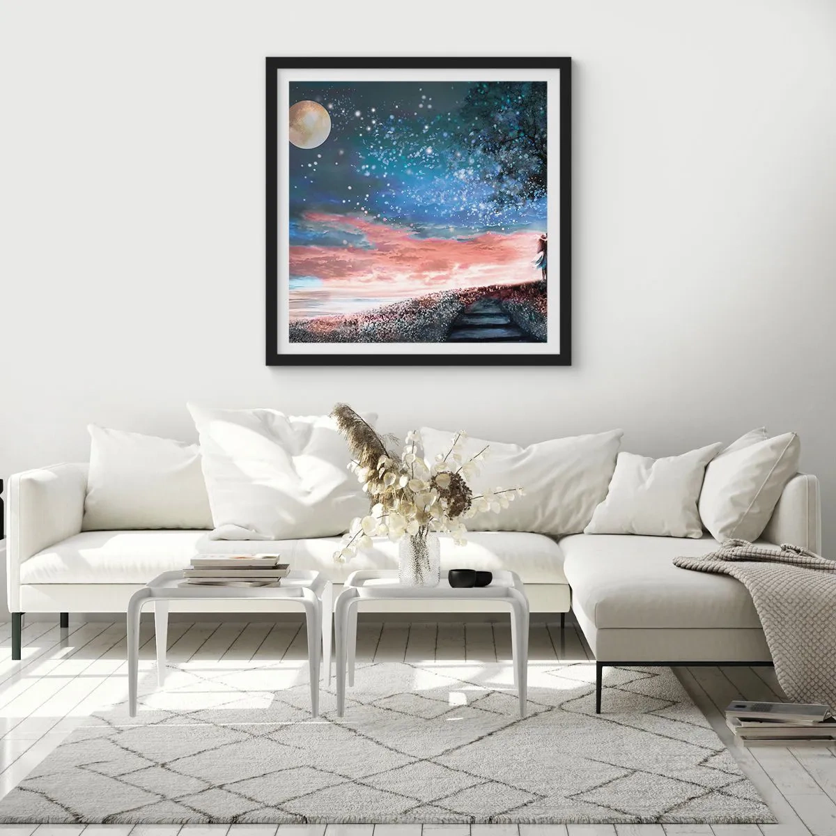 Pôster com moldura preta - Espetáculo estrelado - 30x30 cm