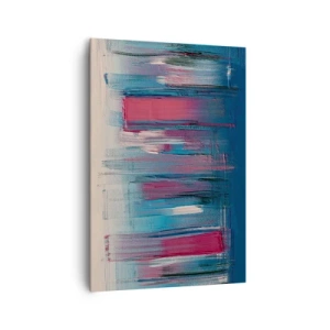 Quadro em tela - Composição vertical em azul e vermelho - 70x100 cm