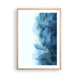 Pôster com moldura de carvalho claro - Azul dourado - 50x70 cm