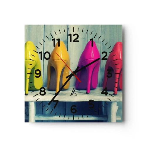 Relógio de parede - Relógio em vidro - Um passeio no arco-íris - 30x30 cm