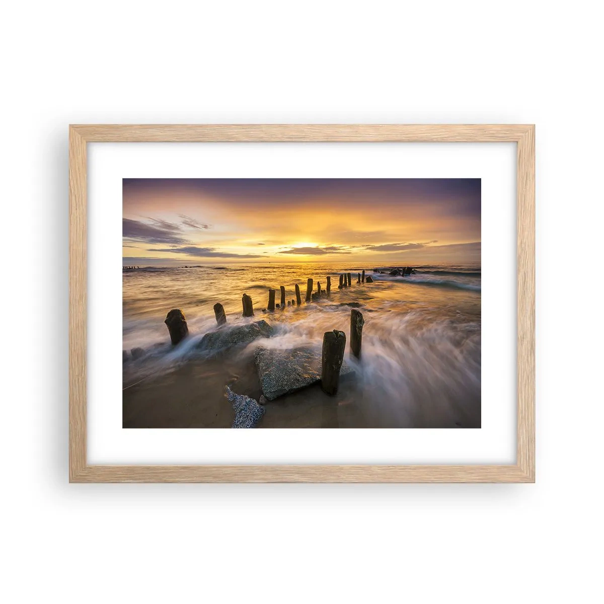 Pôster com moldura de carvalho claro - A beleza crua do Mar Báltico - 40x30 cm