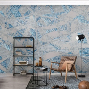 Papel de Parede Autocolante Deluxe Sticker - Em um labirinto azul e cinza - Rabiscos, Brilhante, Caos - 100x70 cm