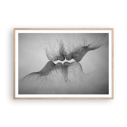 Pôster com moldura de carvalho claro - O beijo do vento - 100x70 cm