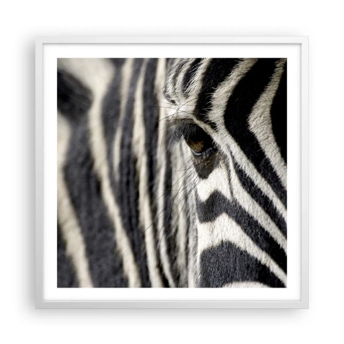 Pôster em moldura branca - Retrato em listras - 60x60 cm
