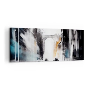 Quadro em tela - Estudo da cidade: arquitetura e movimento - 100x40 cm