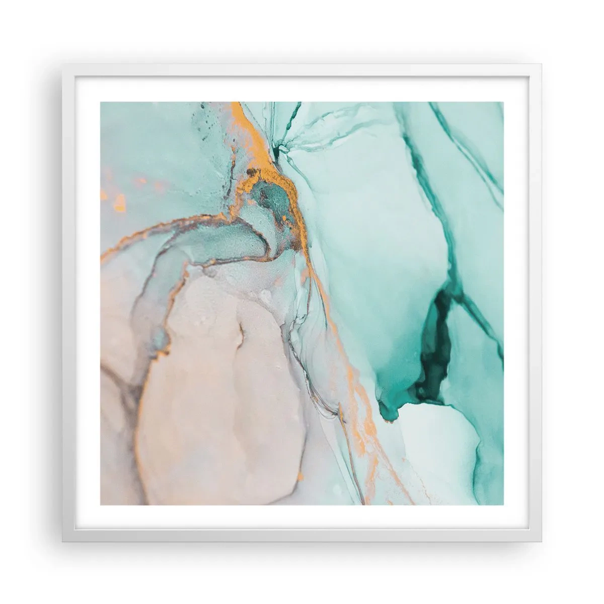 Pôster em moldura branca - Dança das formas e cores - 60x60 cm