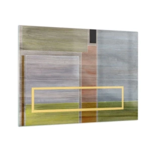 Quadro em vidro - Abstração moderna com formas retangulares e cores terrosas - 70x50cm - Simples e calmo - Decoração de parede moderna para a sala de estar e quarto ARTTOR