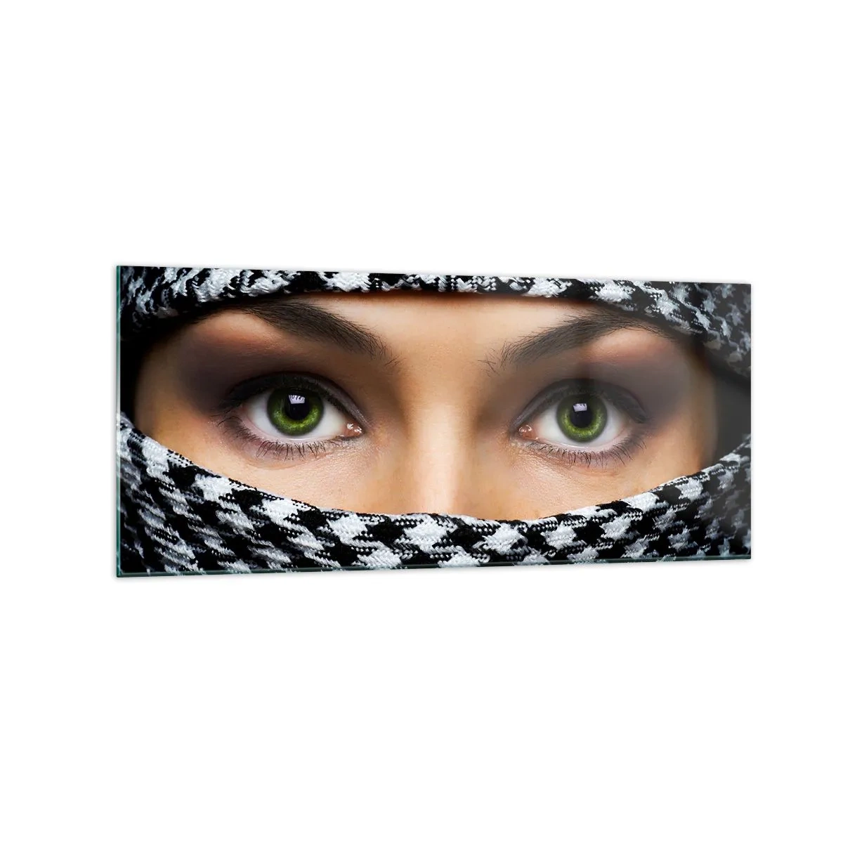 Quadro em vidro - Retrato de uma beleza velada de olhos verdes - 120x50 cm