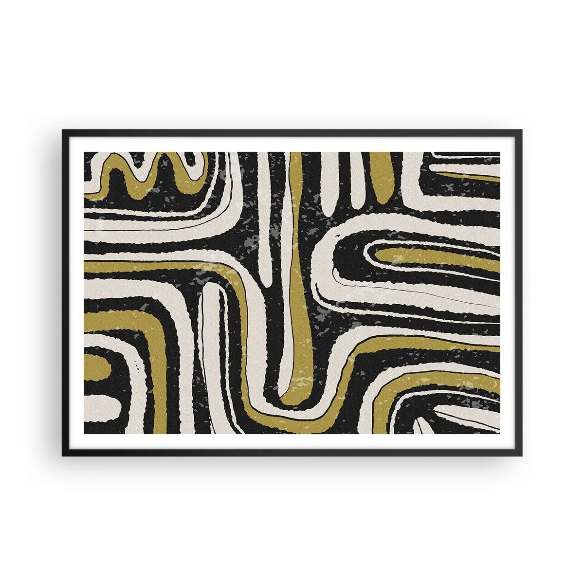 Pôster com moldura preta - Composição: estradas e becos - 100x70 cm