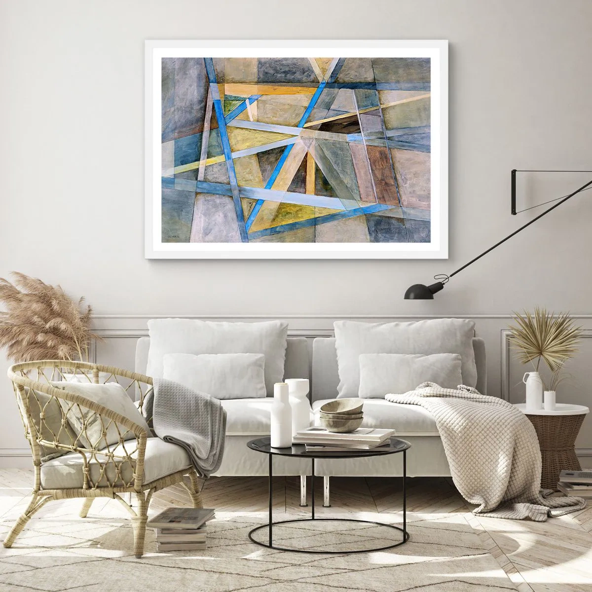 Pôster em moldura branca - Em linha reta ou na diagonal? - 100x70 cm