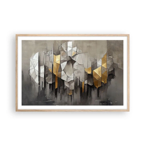 Pôster com moldura de carvalho claro - Composição de gelo e luz - 91x61 cm