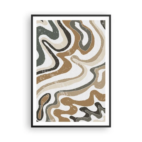 Pôster com moldura preta - Meandros de cores da terra - 70x100 cm