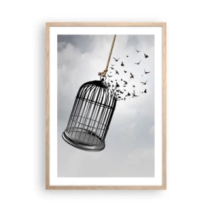 Pôster com moldura de carvalho claro - Fé... Esperança... Liberdade! - 50x70 cm