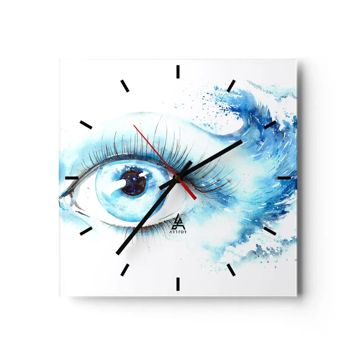Relógio de parede - Relógio em vidro - Mergulho no olhar azul - 30x30 cm