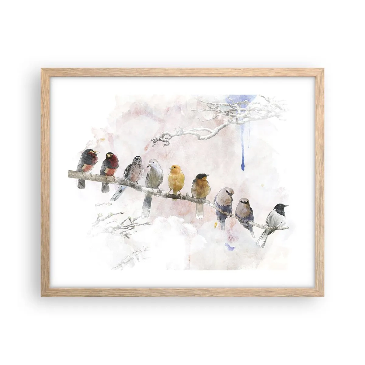 Pôster com moldura de carvalho claro - Reunião alada - 50x40 cm