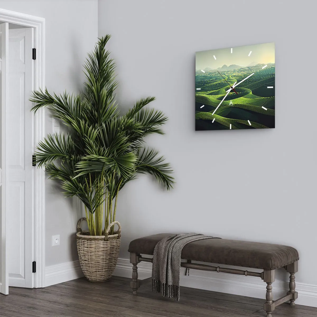 Relógio de parede - Relógio em vidro - Nos vales verdes - 30x30 cm