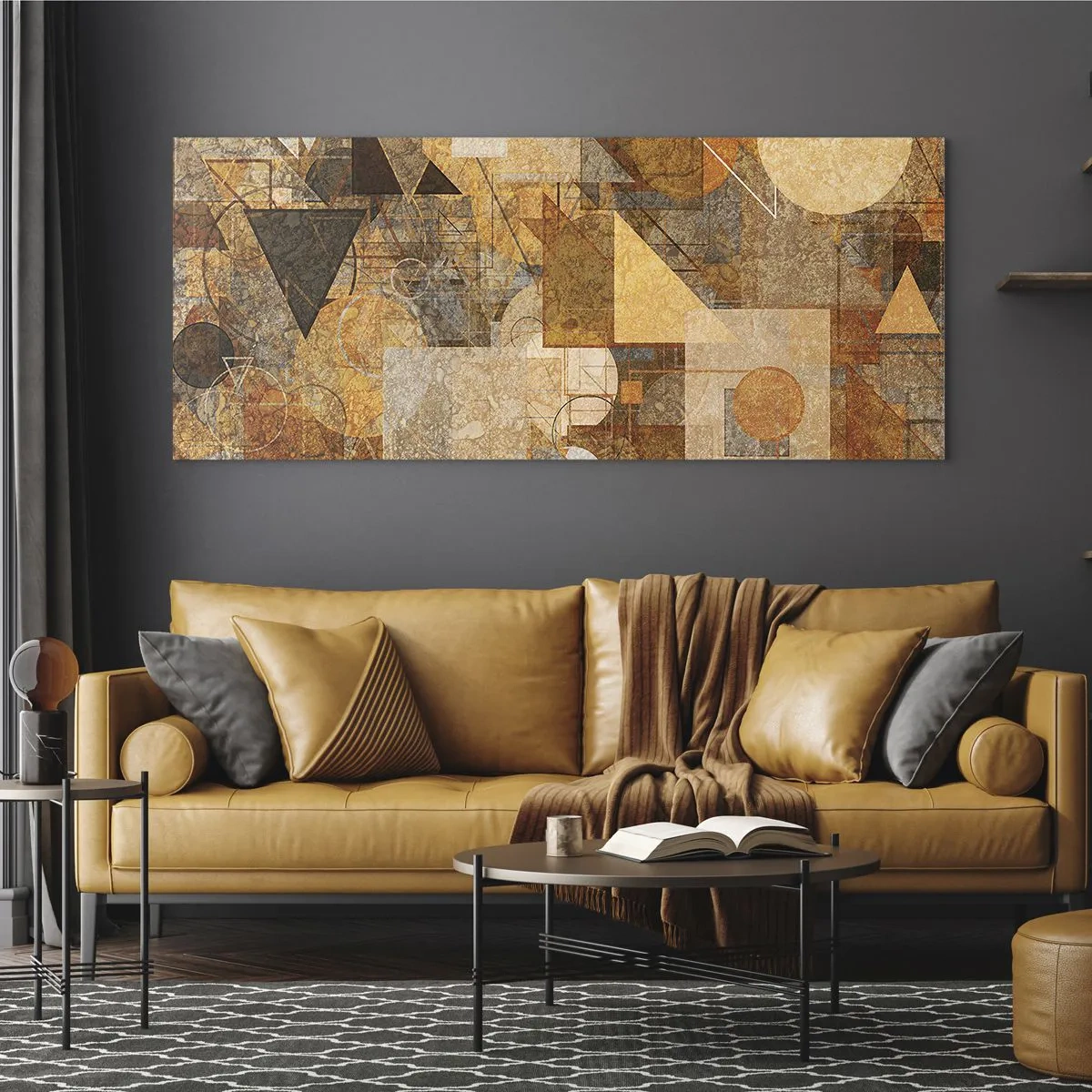 Quadro em vidro - Estudo Cubista em Bronze - 100x40 cm