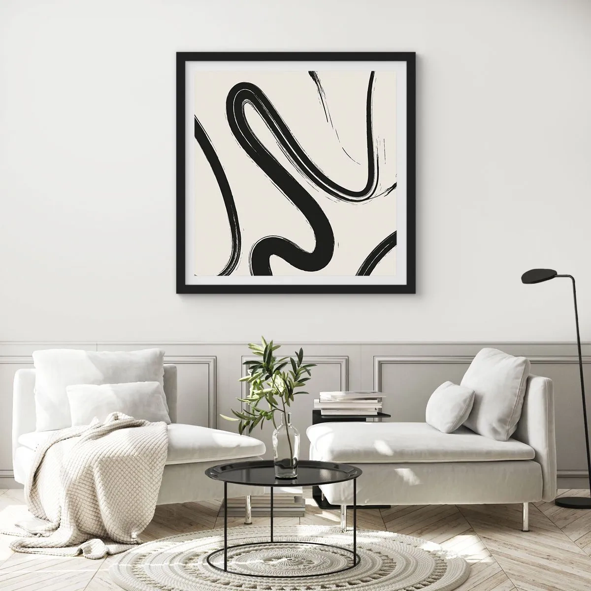 Pôster com moldura preta - Capricho preto e branco - 50x50 cm