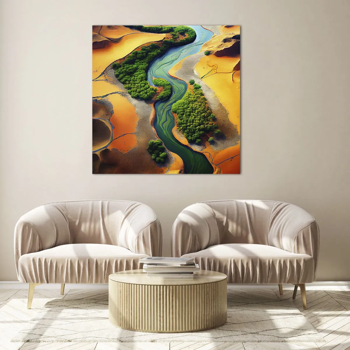 Quadro em vidro - Rio que dá vida - 60x60 cm