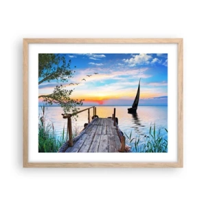 Pôster com moldura de carvalho claro - Boa noite - 50x40 cm