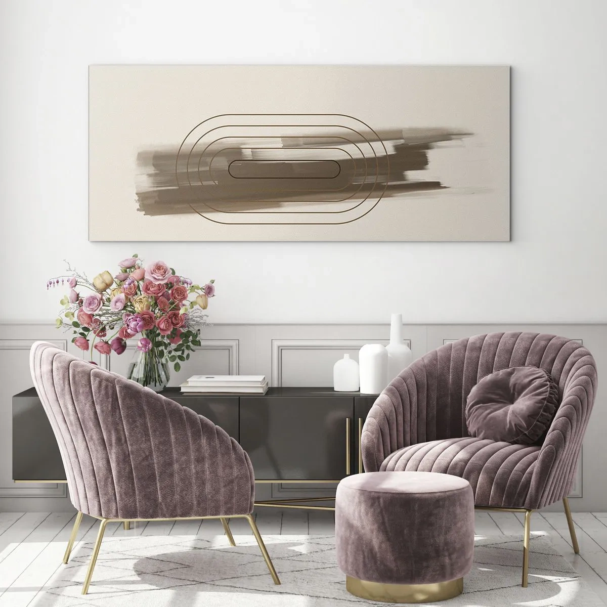 Quadro em vidro - Um sopro de cinza - 90x30 cm