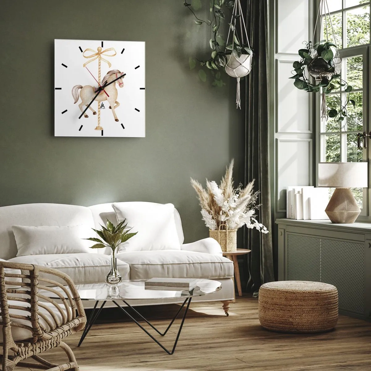 Relógio de parede - Relógio em vidro - Um trote gracioso - 40x40 cm