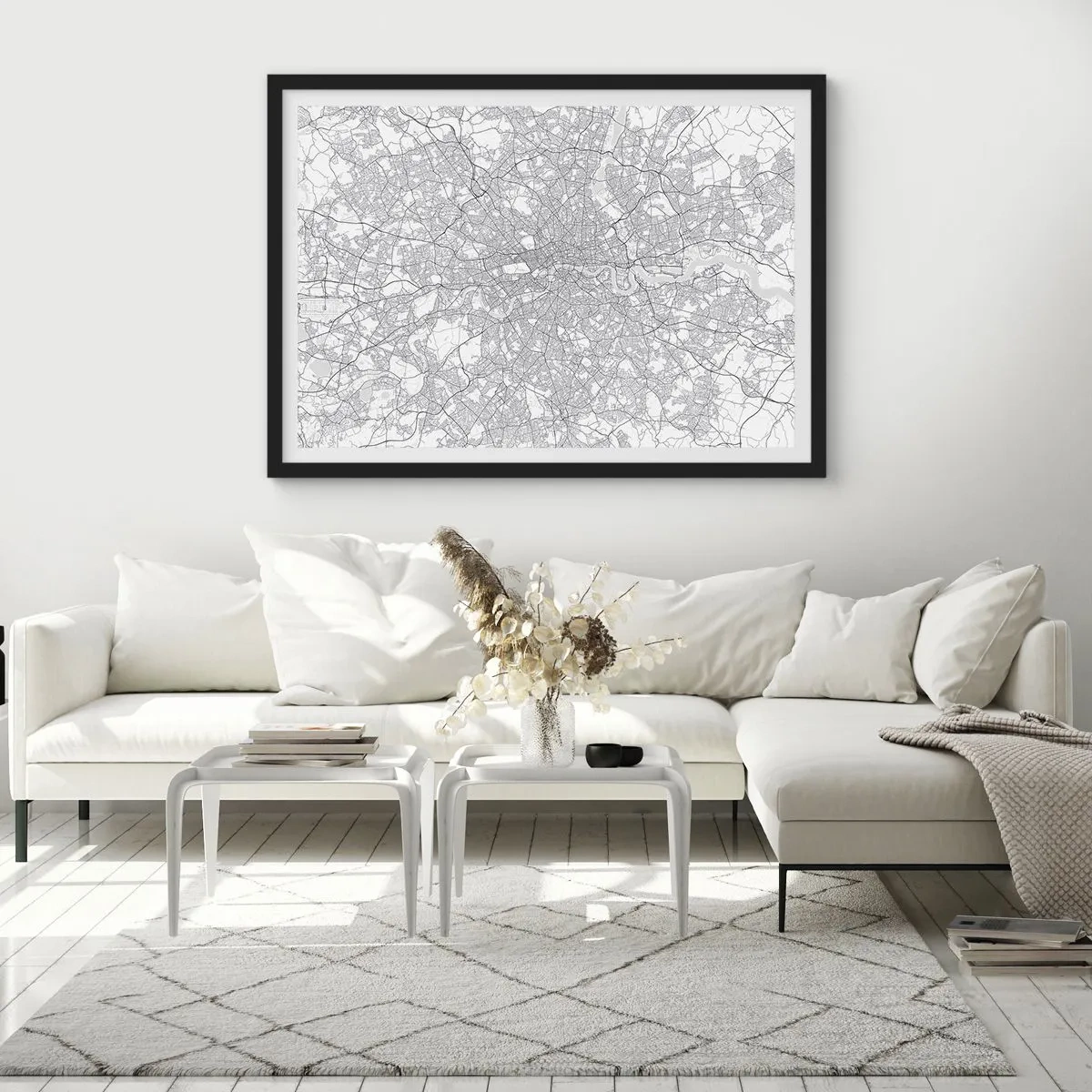 Pôster com moldura preta - Mapa do labirinto de Londres - 70x50 cm