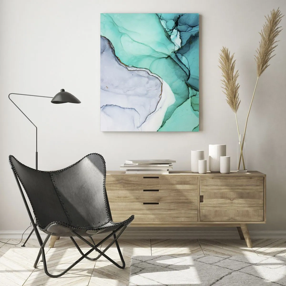 Quadro em vidro - Estudo em turquesa - 70x100 cm