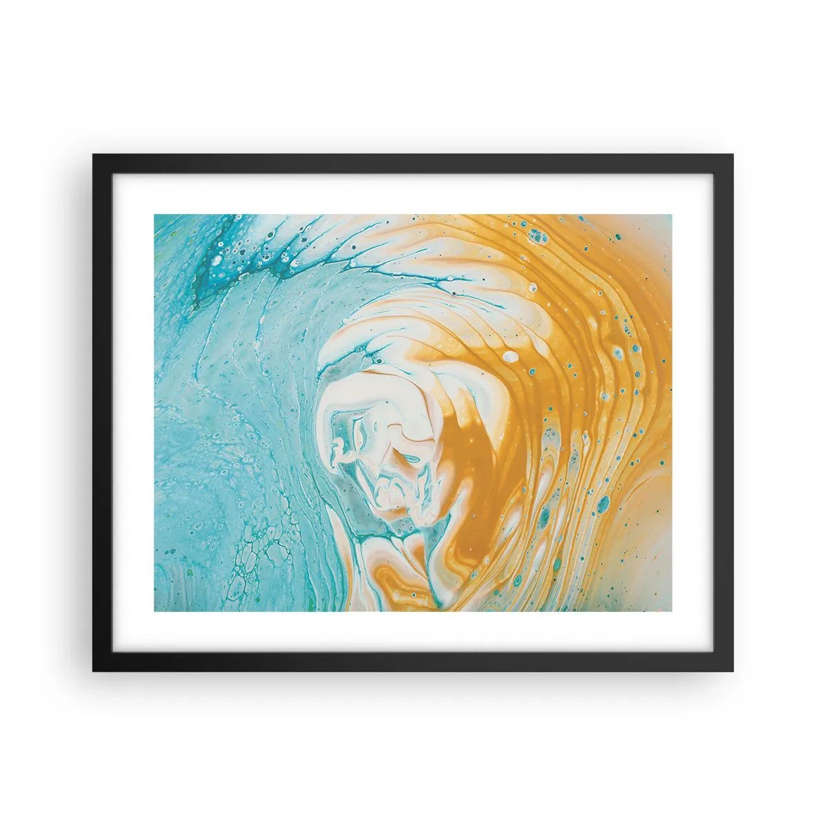 Pôster com moldura preta - Vórtice em pastel - 50x40 cm