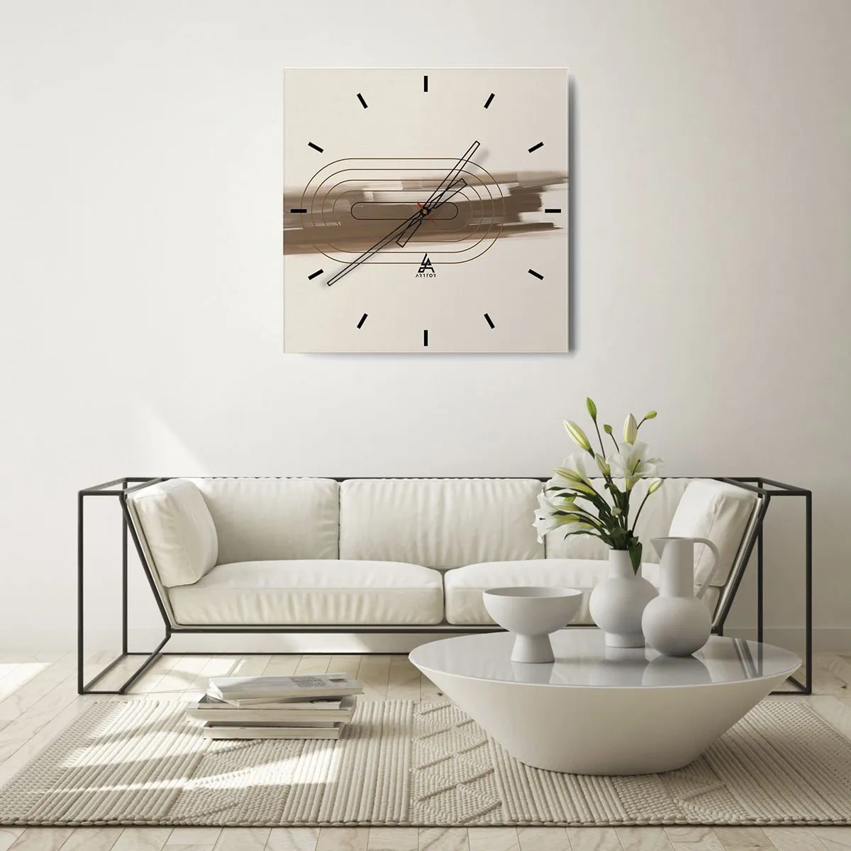 Relógio de parede - Relógio em vidro - Um sopro de cinza - 40x40 cm