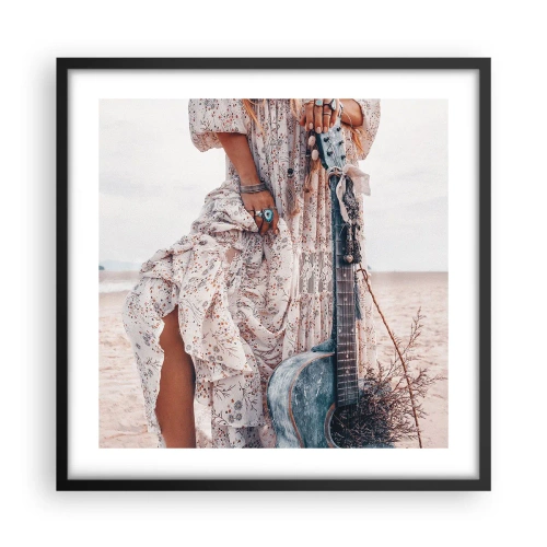 Pôster com moldura preta - Flores a caminho - 50x50 cm