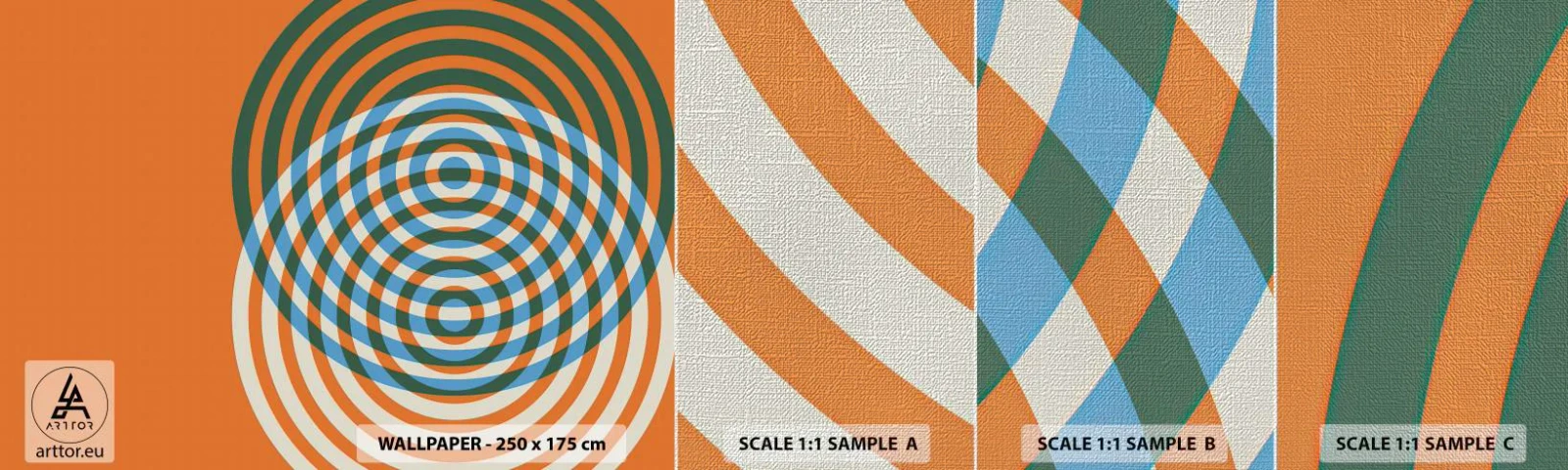 Amostra de papel de parede Premium Canvas - Variação circular abstrata - Abstração, Pedaço, Distritos - 100x30 cm