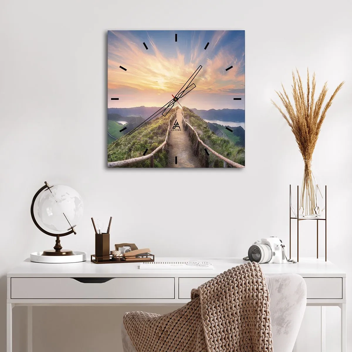 Relógio de parede - Relógio em vidro - Perto do céu - 40x40 cm