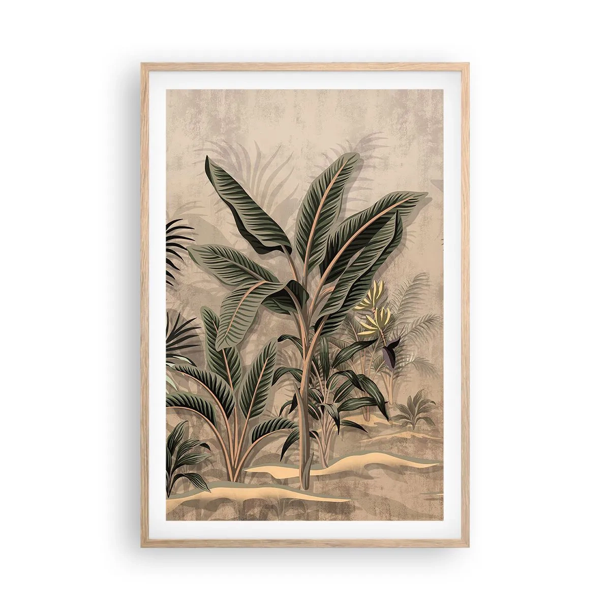 Pôster com moldura de carvalho claro - Gravura em estilo colonial - 61x91 cm