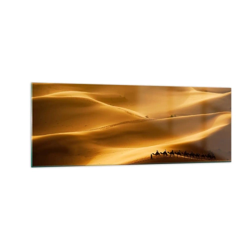 Quadro em vidro - Caravana nas ondas do deserto - 140x50 cm