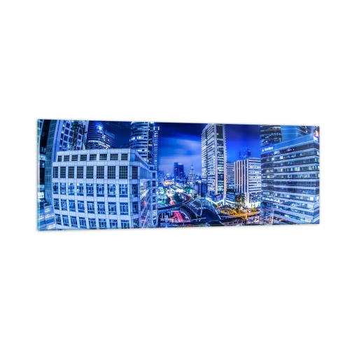 Quadro em vidro - Ritmos da cidade noturna - 90x30 cm