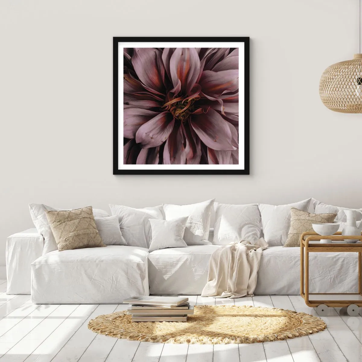 Pôster com moldura preta - Coração de flor - 40x40 cm