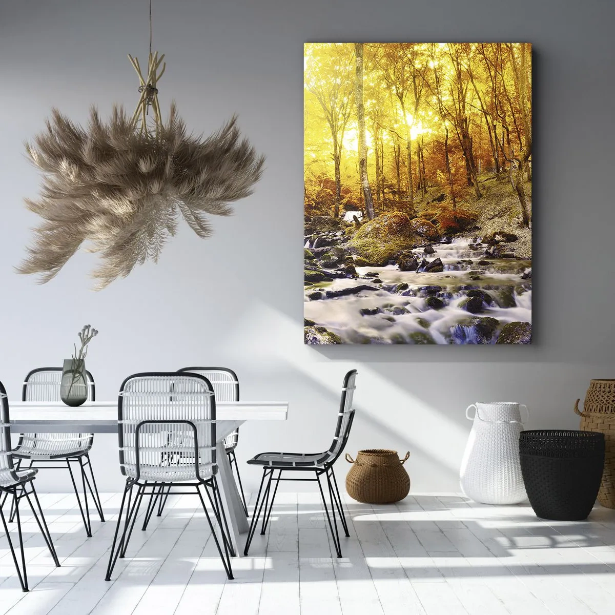 Quadro em tela - Pedras emolduradas em ouro e platina - 70x100 cm
