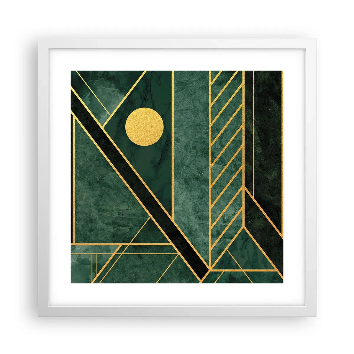 Pôster em moldura branca - A dinâmica do ouro e do azul - 40x40 cm