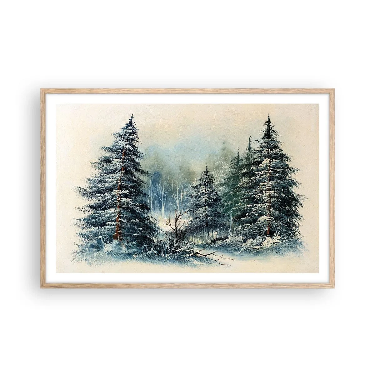 Pôster com moldura de carvalho claro - Prontas para o Natal - 91x61 cm