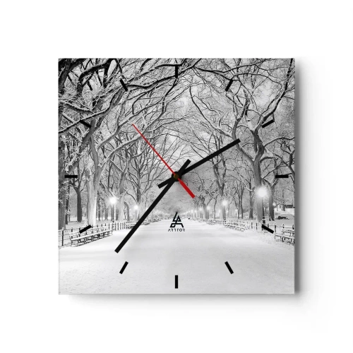 Relógio de parede - Relógio em vidro - Quatro estações - inverno - 30x30 cm