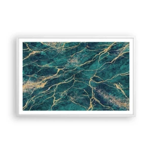 Pôster em moldura branca - Veia dourada - 91x61 cm