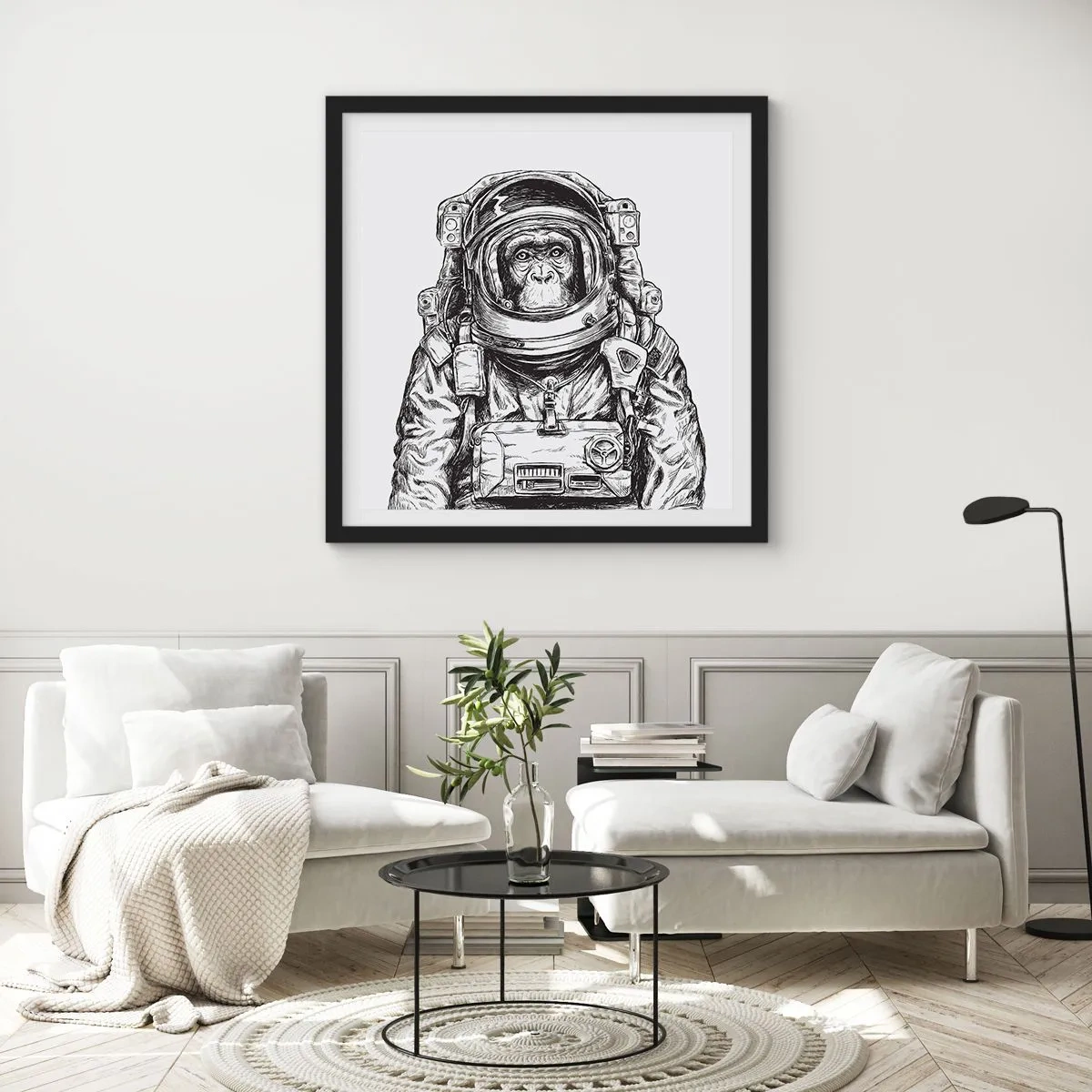 Pôster com moldura preta - Evolução alternativa - 40x40 cm