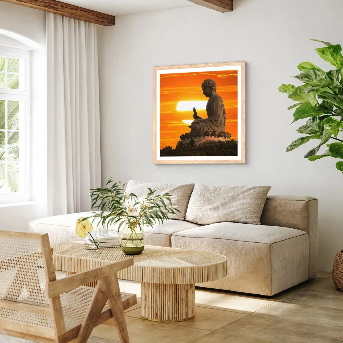 Pôster com moldura de carvalho claro - Sem medo do mundo - 30x30 cm