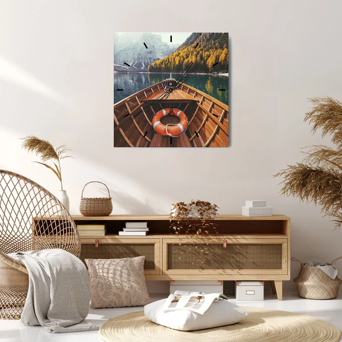 Relógio de parede - Relógio em vidro - Excursão na montanha - 30x30 cm